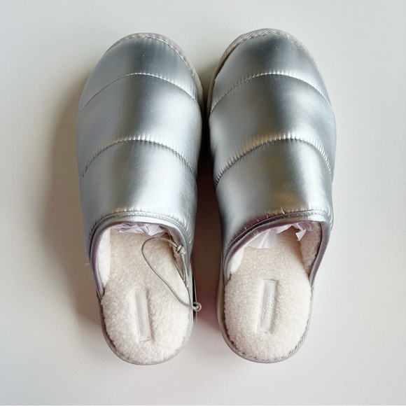 Anthropologie NEW Maeve Puffy Platform Slipper Shoes Silver Size Large US 10/11 - Picture 5 of 12